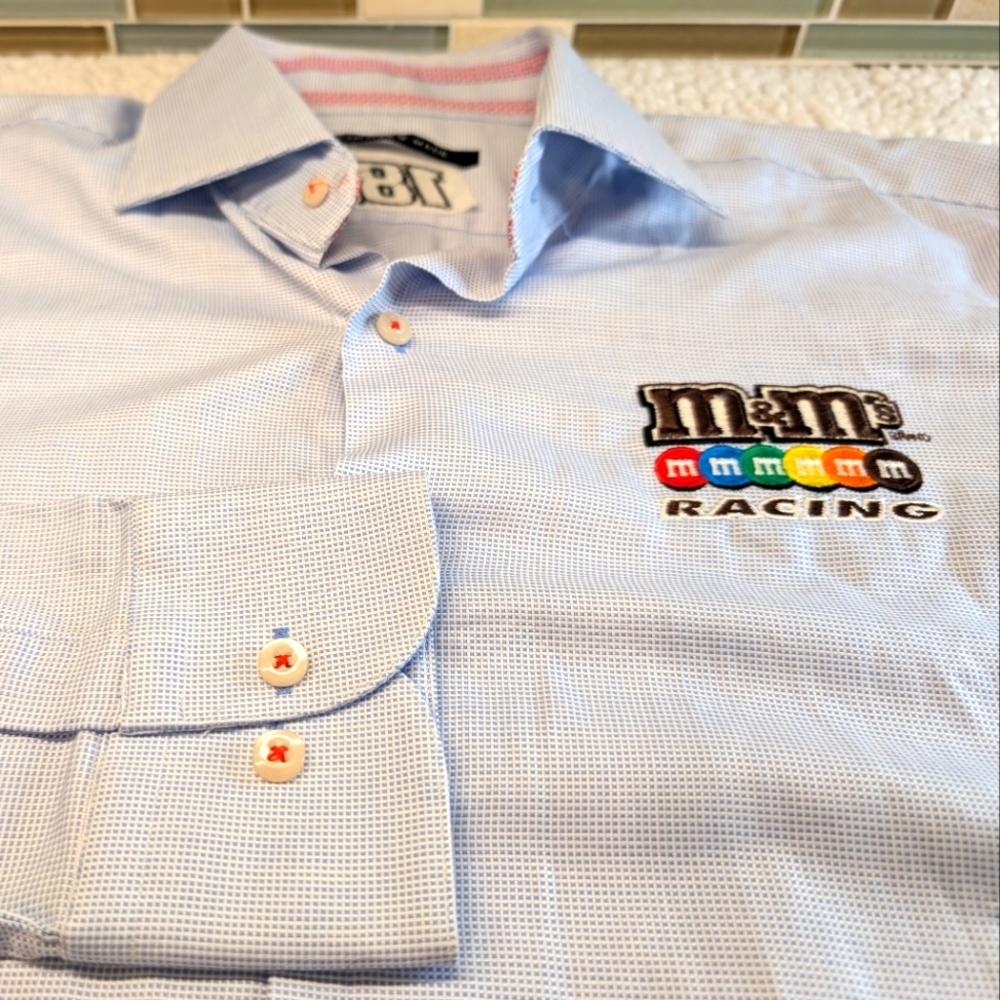 Hammer Made M&M Racing #18, Men's Collared Shirt Sz 39 15.5, W Embroidered Logos - Picture 2 of 9